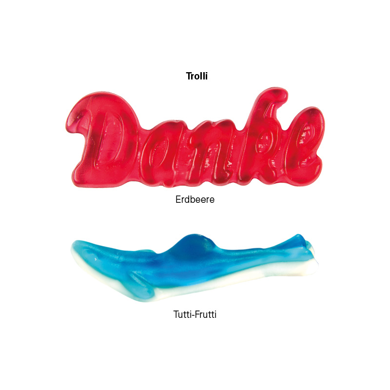 Trolli Fruchtgummi "Hai", kompostierbare Folie weiß