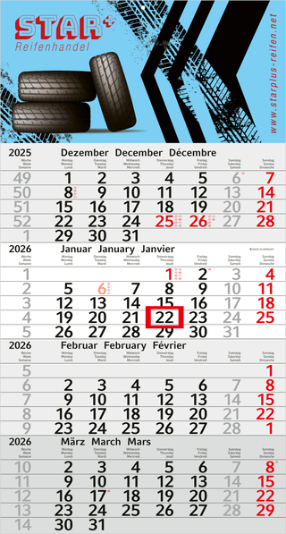 4-Monatskalender Budget 4 Bestseller, rot (Einblatt)