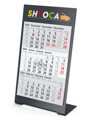 Tischkalender Desktop 3 Color Bestseller, 2 Jahre, anthrazit