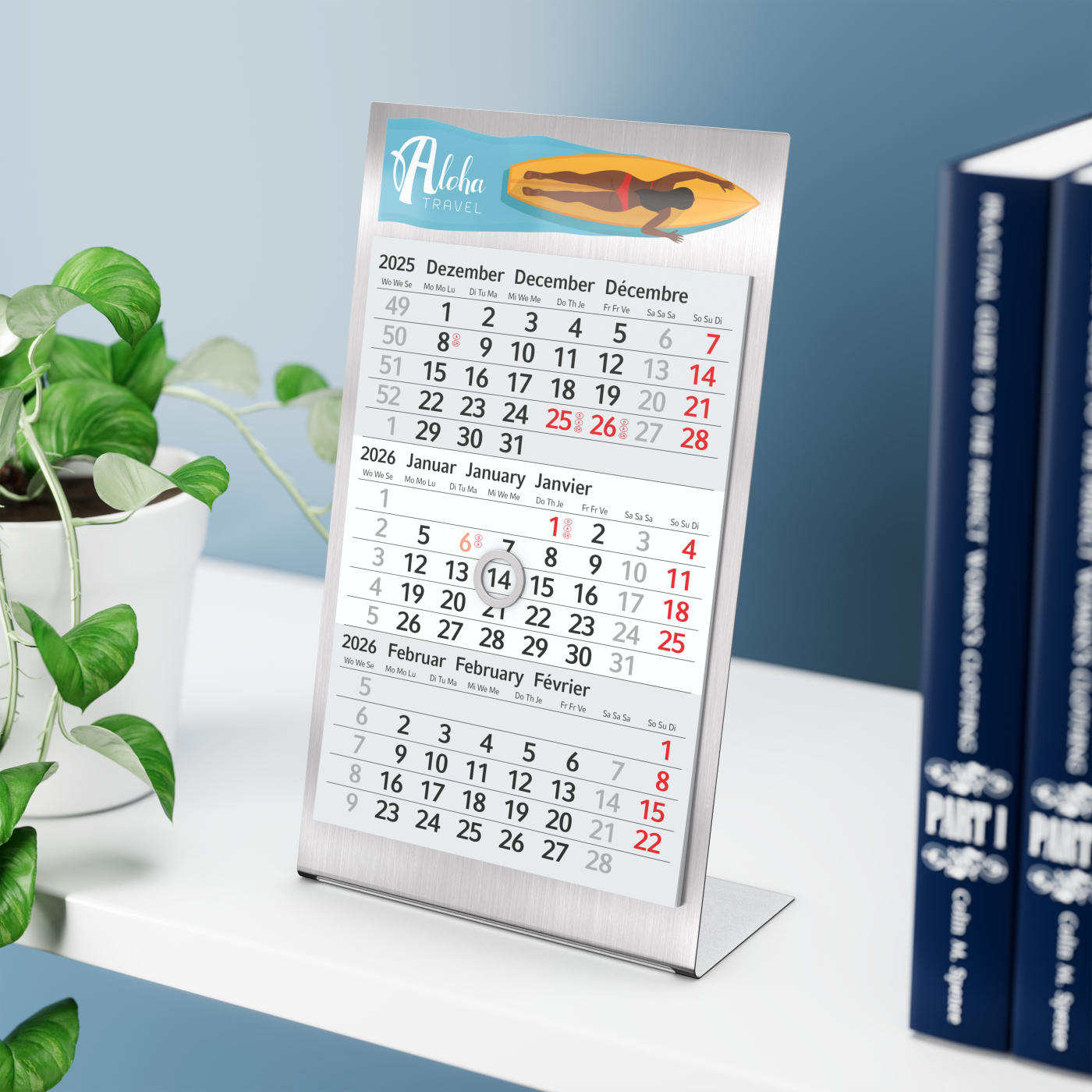 Tischkalender Desktop 3 Steel Bestseller, 1 Jahre