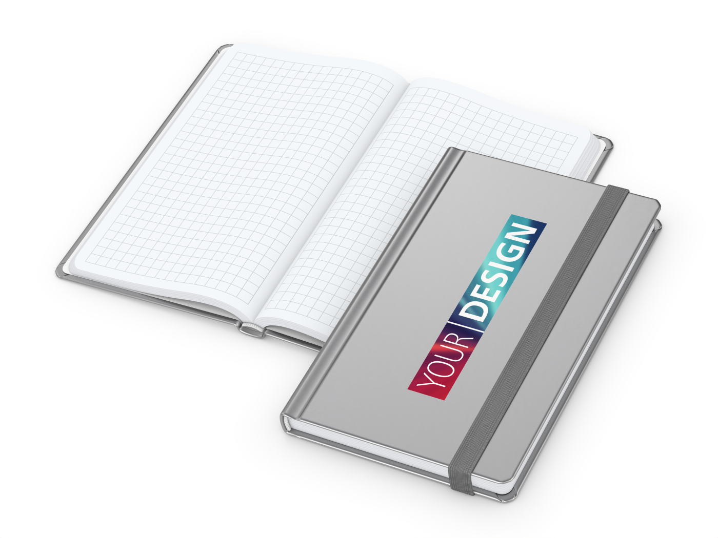Notizbuch Easy-Book Comfort Bestseller, Pocket, silber inkl. Siebdruck-Digital