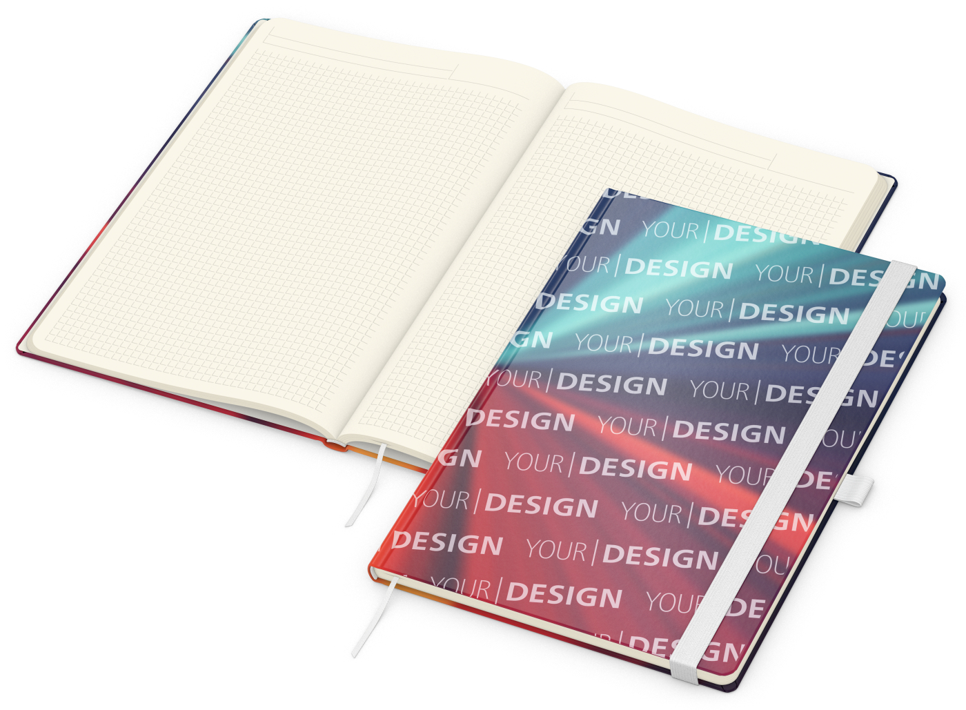 Notizbuch Match-Book Creme Bestseller, A4, Cover-Star, matt-individuell, gelb