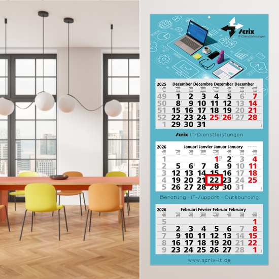 3-Monatskalender Maxi Light 3 Bestseller, Benelux (Mehrblock)