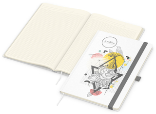 Notizbuch Match-Book Creme Bestseller, A4, Natura, individuell, silbergrau