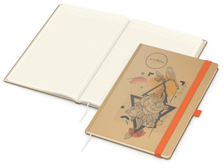 Notizbuch Match-Book Creme Bestseller, A4, Natura, braun-individuell, orange