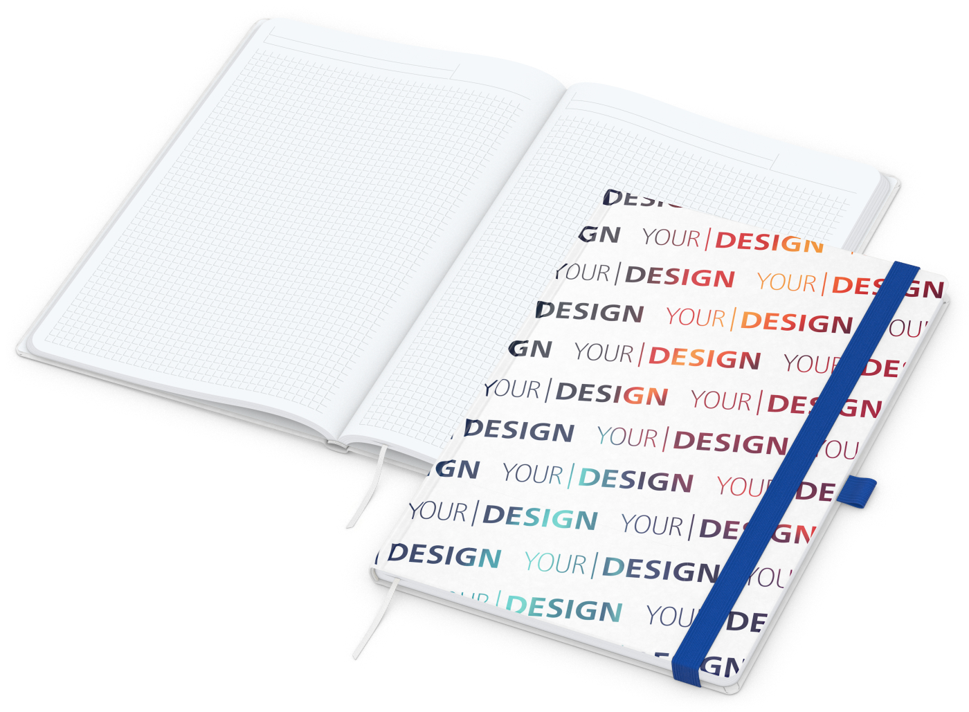 Notizbuch Match-Book White Bestseller, A4, Natura, individuell, mittelblau