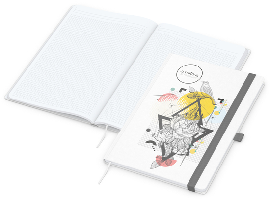 Notizbuch Match-Book White Bestseller, A4, Natura, individuell, silbergrau