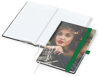 Notizbuch Match-Book White Bestseller, A5, Cover-Star, gloss-individuell, grün