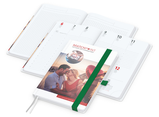 Wochenplaner Match-Hybrid White Bestseller, A5, Cover-Star gloss-individuell, grün