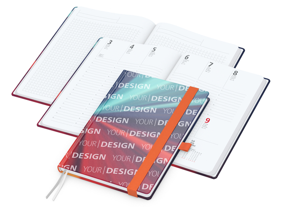 Wochenplaner Match-Hybrid White Bestseller, A5, Cover-Star gloss-individuell, orange