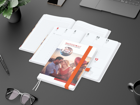 Wochenplaner Match-Hybrid White Bestseller, A5, Cover-Star gloss-individuell, orange