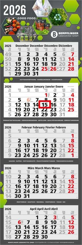 5-Monatskalender Penta Light 5 Bestseller (Mehrblock)