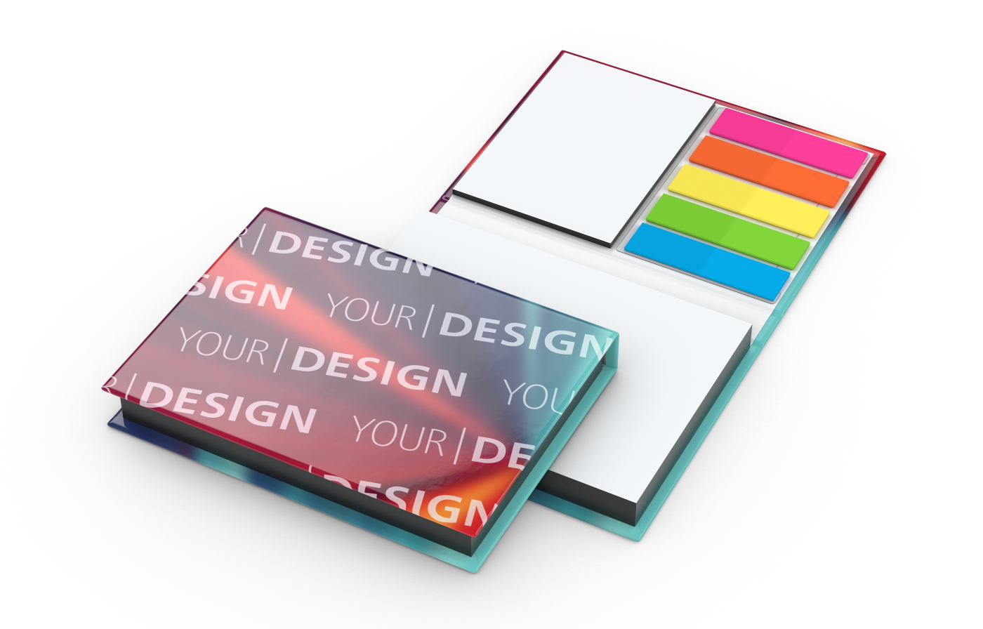 Haftnotiz-Set Prag Bookcover White Bestseller, gloss-individuell, Farbschnitt schwarz