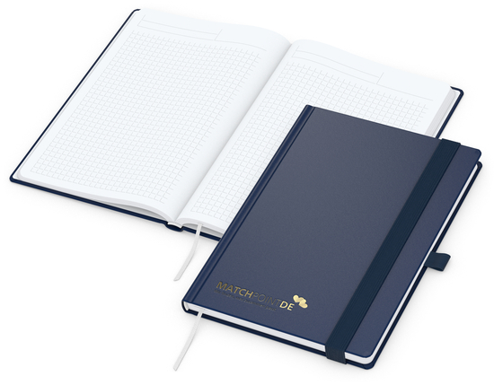 Notizbuch Vision-Book White Bestseller, A5, dunkelblau inkl. Goldprägung