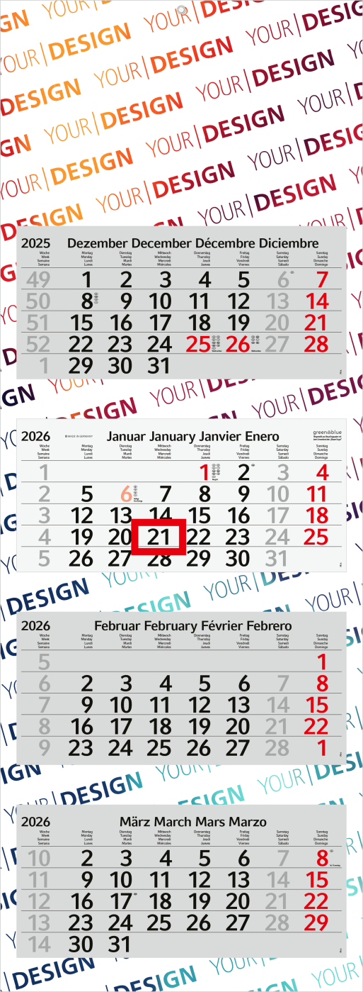 4-Monatskalender Profil 4 Recycling (Mehrblock)
