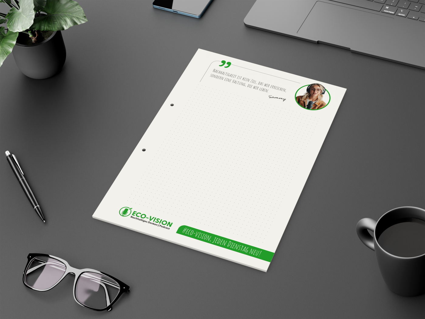 Schreibblock Recycling, A4, 50 Blatt mit 2fach-Abheftlochung