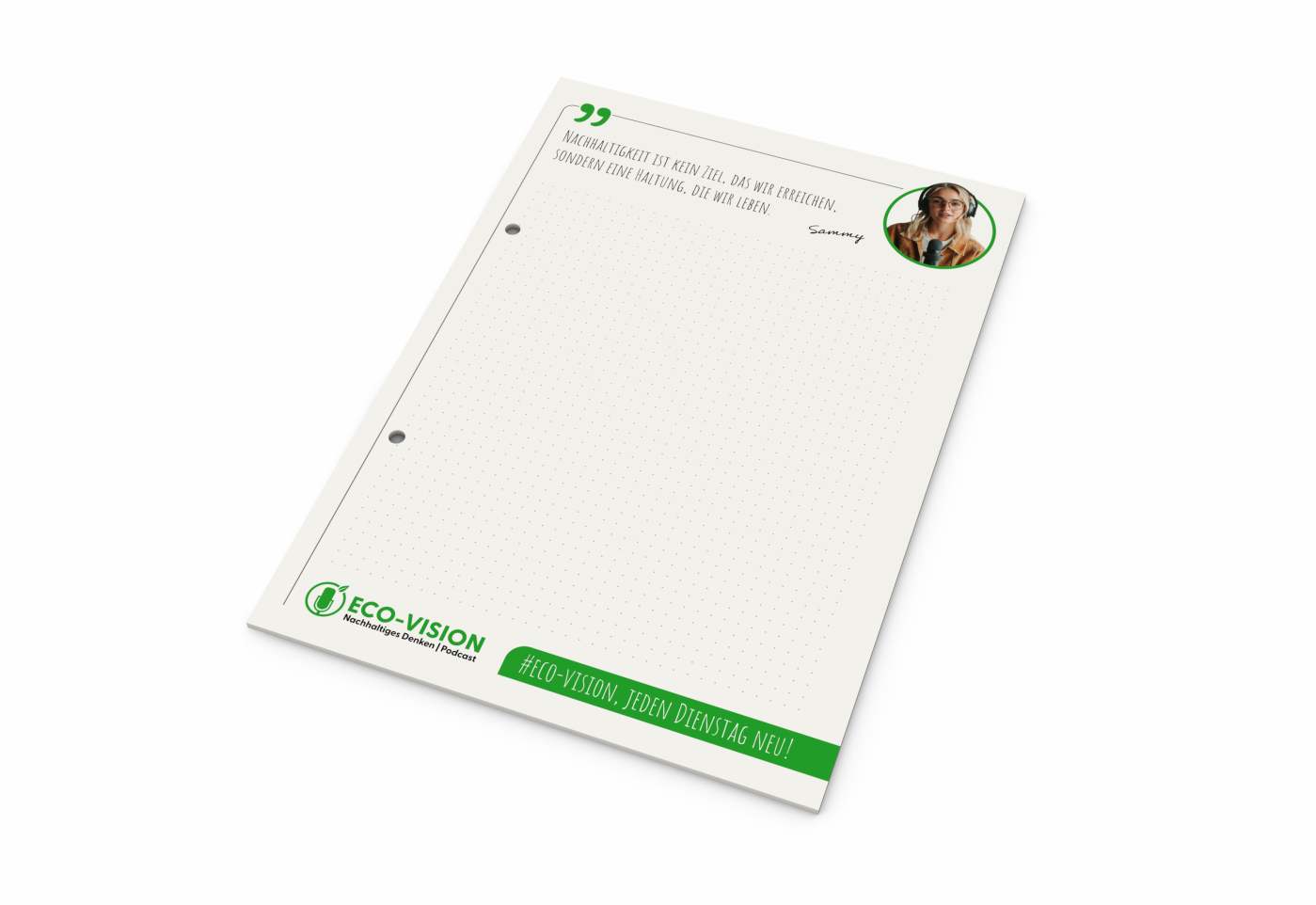 Schreibblock Recycling, A5, 25 Blatt mit 2fach-Abheftlochung