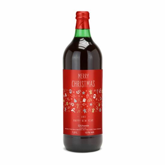 Glühwein - Flasche grün, 1 l - individuelles Etikett 2K1941