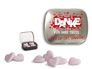 Brauseherzen in Mini Nostalgiedose 16 g  blank