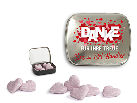 Brauseherzen in Mini Nostalgiedose 16 g  blank