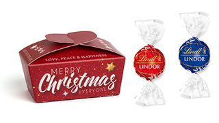 Xmas Ballotin 25 g Schokolade gemischt (Rot+Blau)