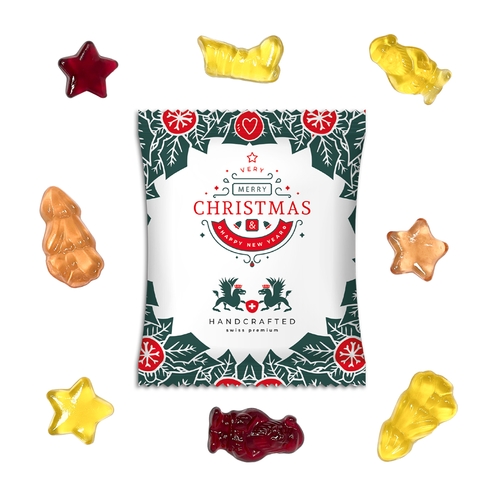 Fruchtgummi Vegan Weihnachtsedition 20 g  Papier/PE-Verbundsfolie weiß