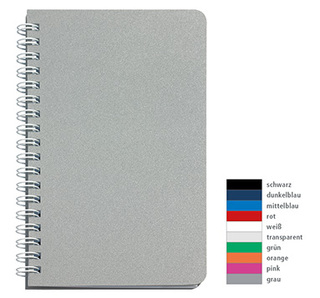 Taschentimer "Luxus" im Format 10,5 x 16,5 cm, deutsche Version, 128 Seiten, Wire-O-Bindung, Kartoneinband, PP-Einband grau