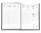 Taschenkalender "Taschenbuch Woche" im Format 10,5 x 14,8 cm, deutsches Kalendarium Grau/Blau mit Leseband, 144 Seiten Fadenheftung, Einband Slinky schwarz