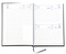 Buchkalender "Trend Chefkalender D" im Format 14,5 x 20,5 cm, deutsches Kalendarium Grau/Blau mit Leseband, 352 Seiten Fadenheftung, Eckenperforation, Einband Balacron weiß
