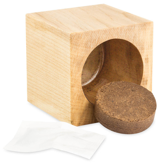 Pflanz-Holz Star-Box mit Samen - Glücksklee-Zwiebel, 1 Seite gelasert (* Je nach Verfügbarkeit der Glücksklee-Zwiebeln)