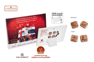 Tisch Adventskalender personalisiert, Inhalt: Callebaut Vollmilch Schokolade Kalender ca. 60 g
